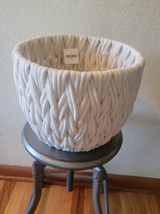 Hudson43 Other - Hudson Cream Braided Cotton Storage Basket - Neutral Woven Bin